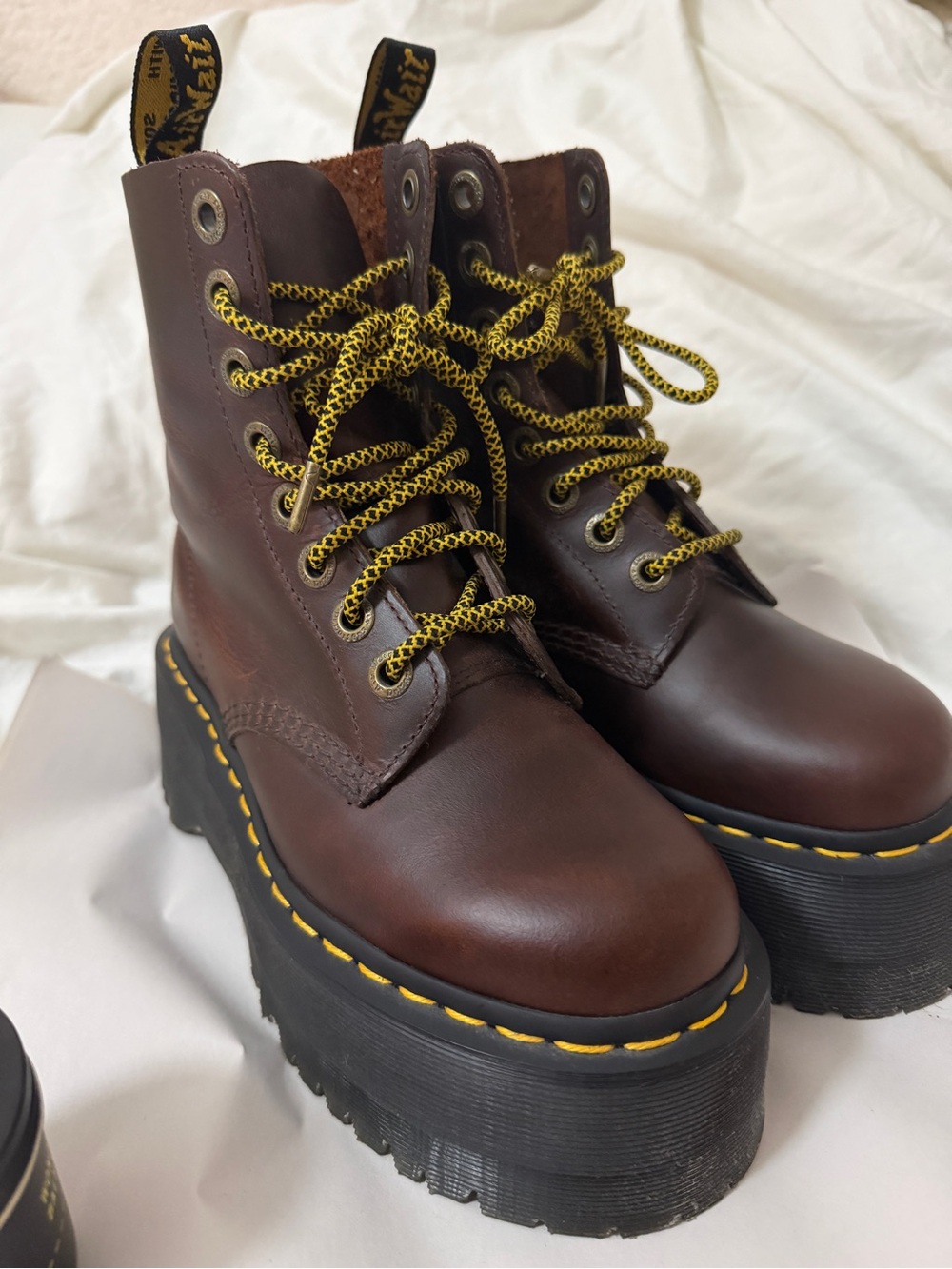 Dr. Martens 1460 Pascal Max Pull Up Leather Platform Boots Dark Brown